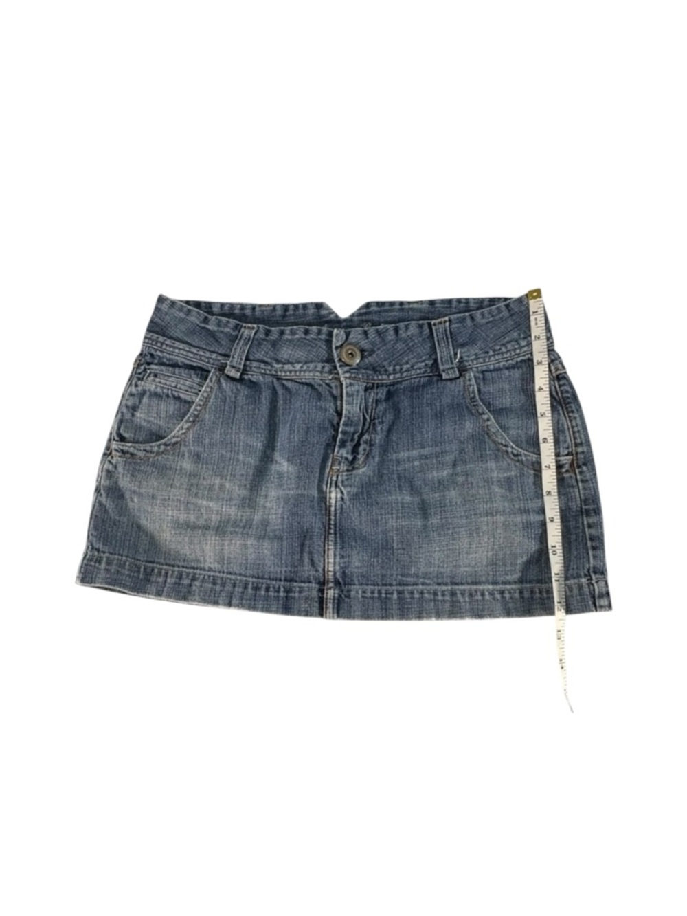 Y2K American Eagle Micro Mini Denim Skirt Low Rise Mallcore 2000s Size 8 VTG - Picture 8 of 10